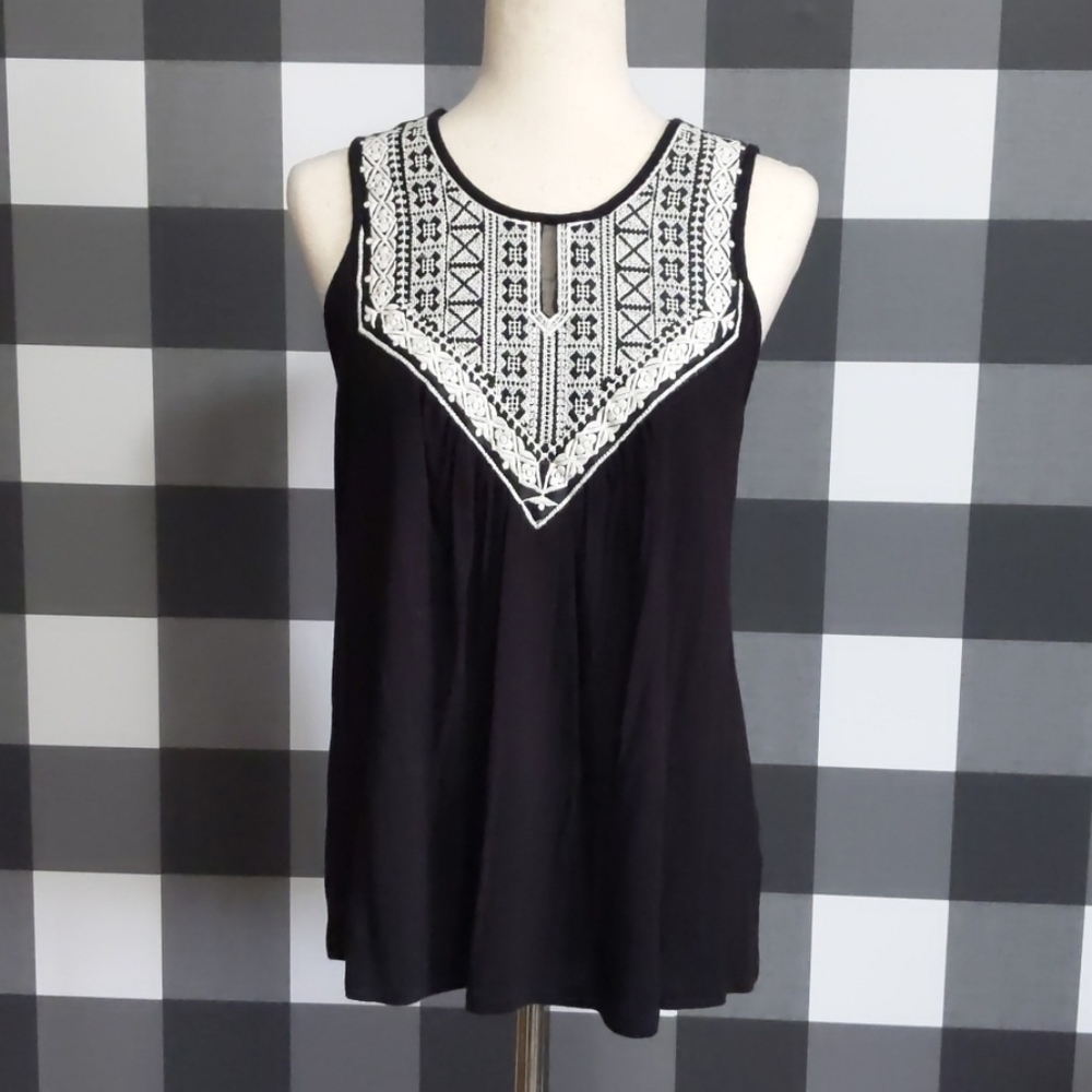 Green Envelope black top with gorgeous embroidery